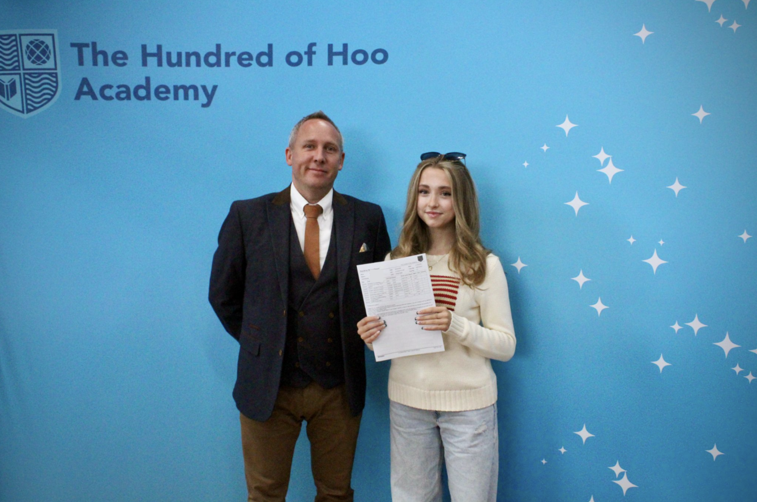 Students holding their results